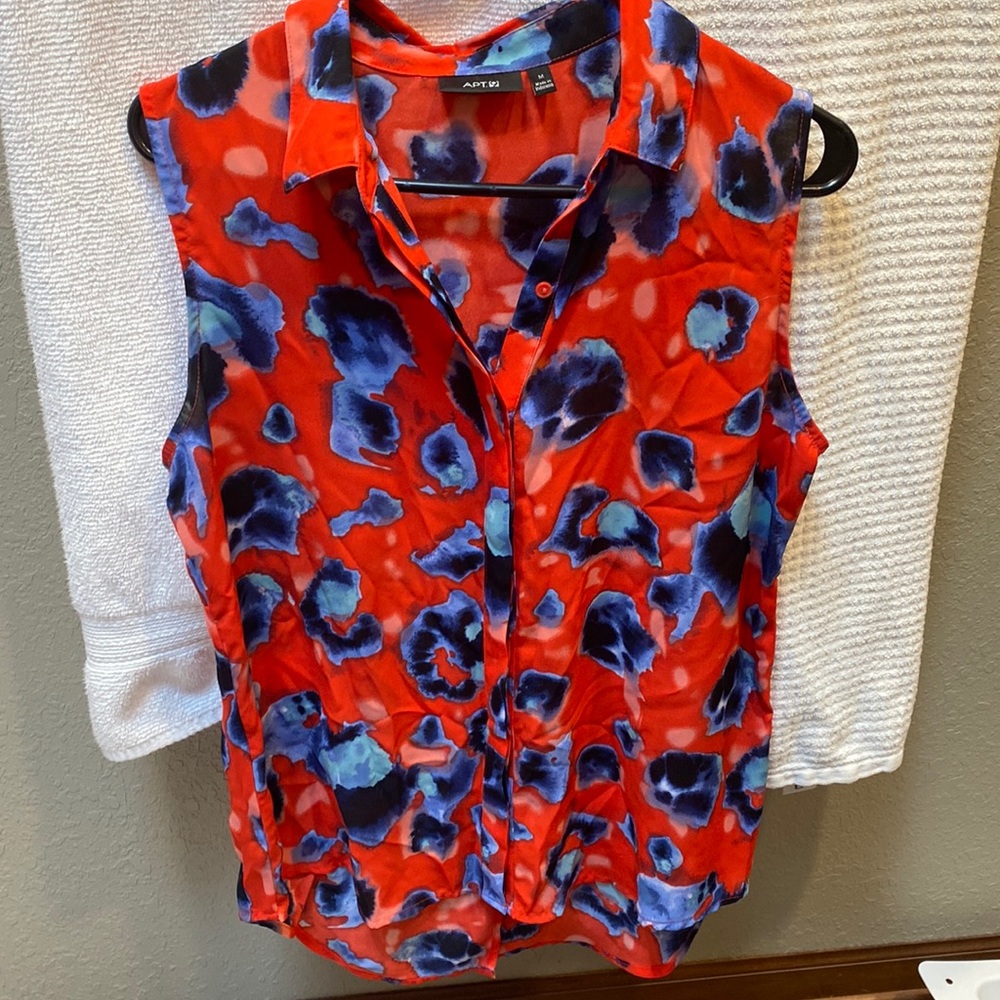 Apt. 9 Sleeveless Women’s Top Red/Blue Print Medium